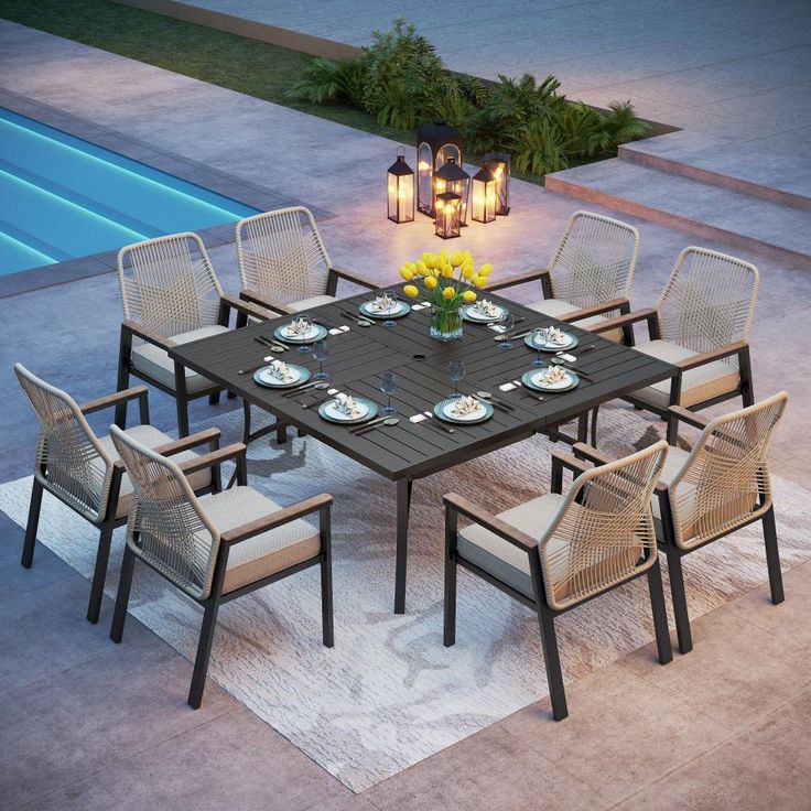 YITAHOME 8 Pieces Outdoor Patio Dining Set